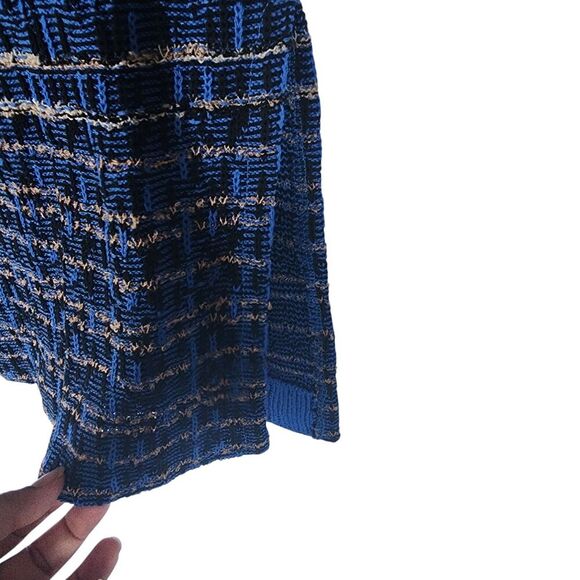 Misook Knit Jacket Women's Medium Blue Chain Trimed Pocket Tweed Stretch Acrylic - Picture 6 of 11